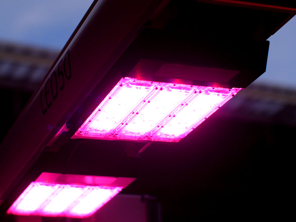 Close up of the LED fixture on the SGL LED50 grow lighting system.