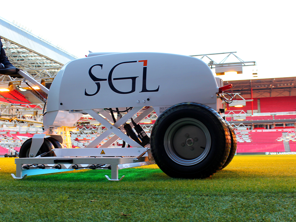The SGL UVC180 treats grass playing surfaces with UV-C light to kill fungi before it can harm the grass plant.