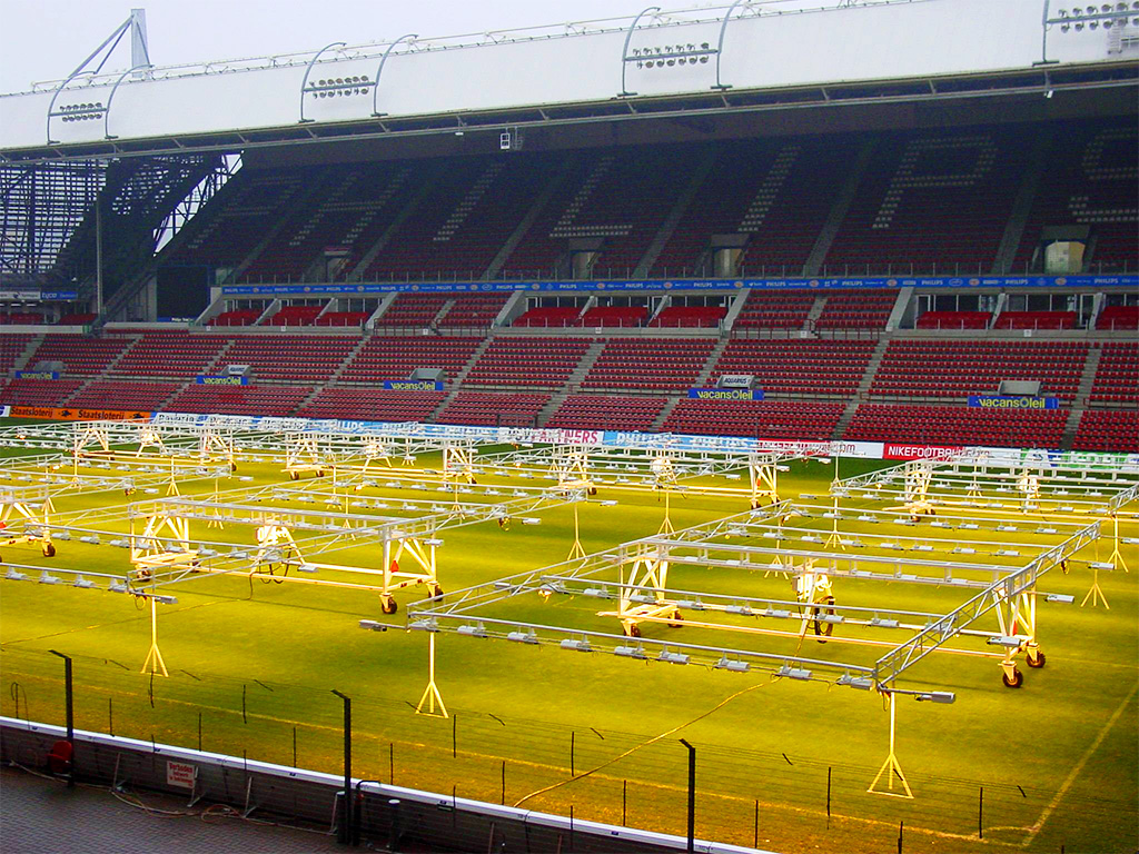 The first MU360 grow lighting systems at the Phillips Stadion, home of PSV Eindhoven.