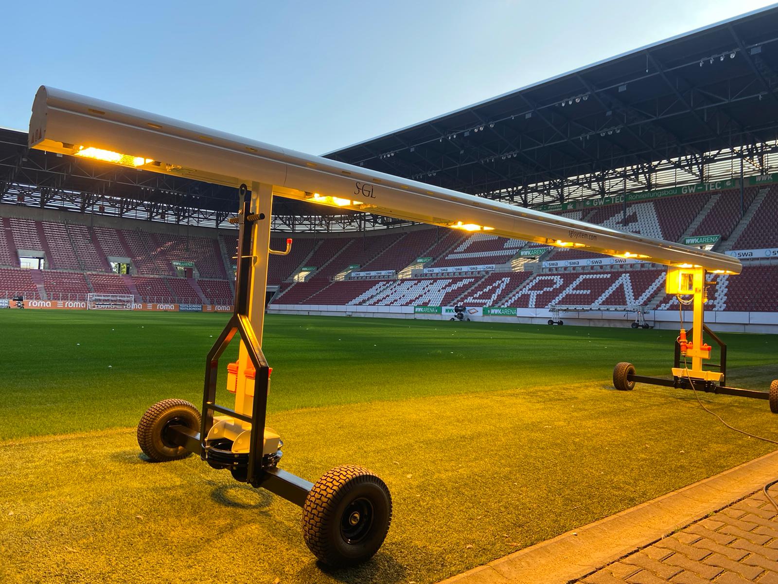 The SGL BU50 HPS grow lighting unit on the WWK Arena pitch.