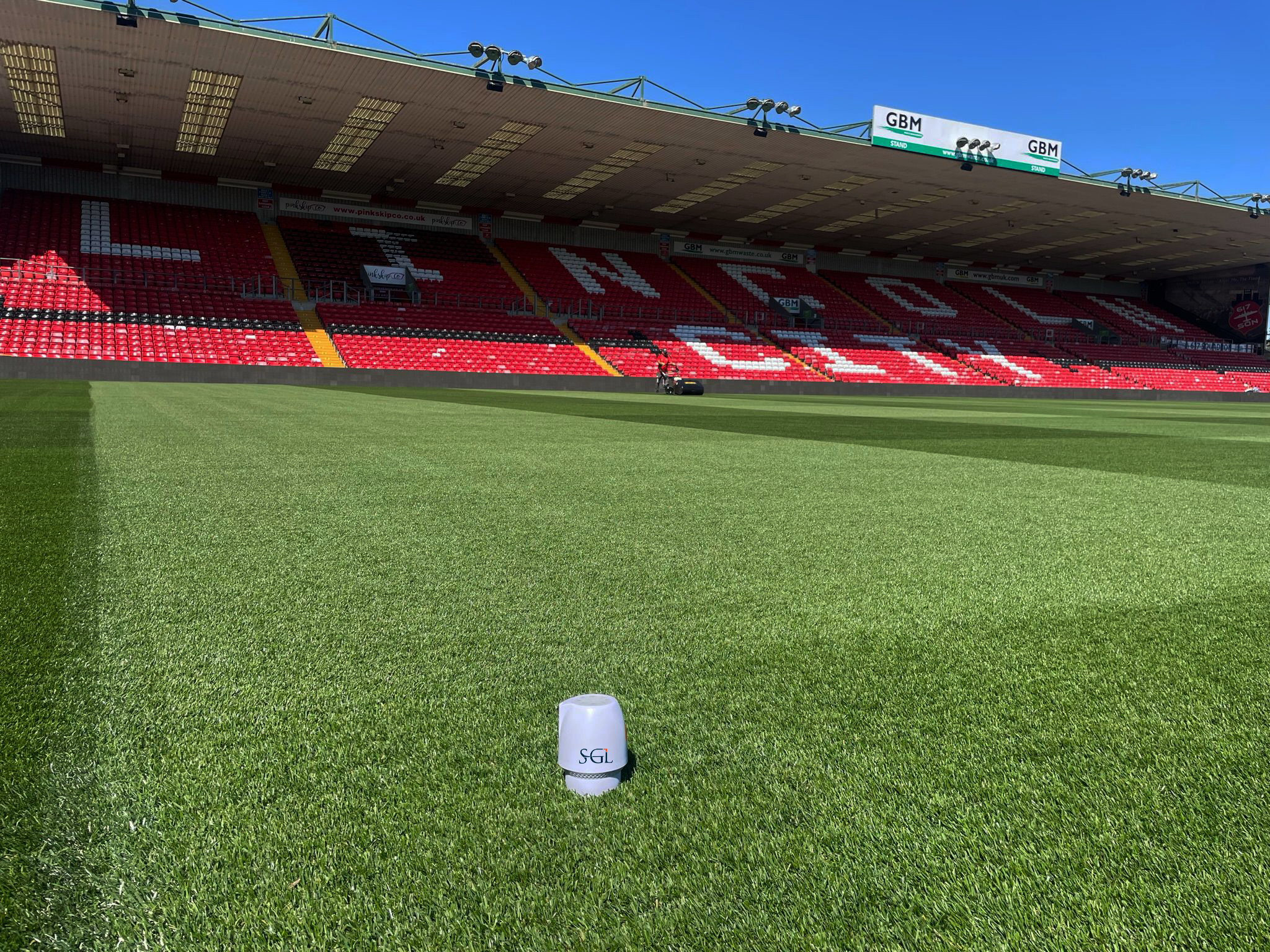 The TurfPod monitoring important pitch data at Lincoln City stadium.